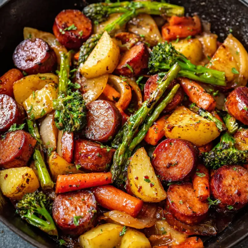 One-Pan Honey Garlic Kielbasa & Veggies