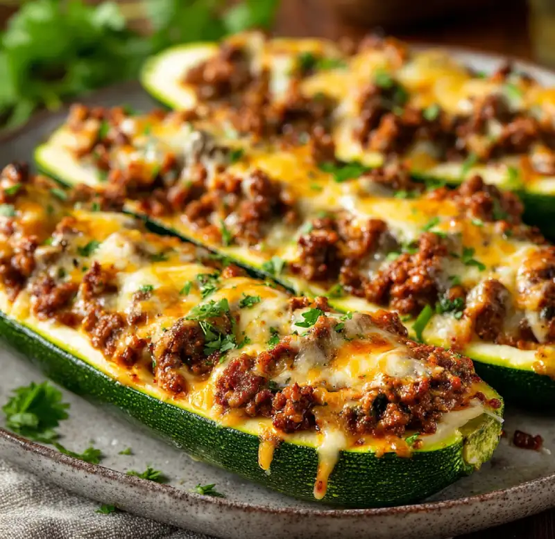 Zucchini Boats with Ground Beef