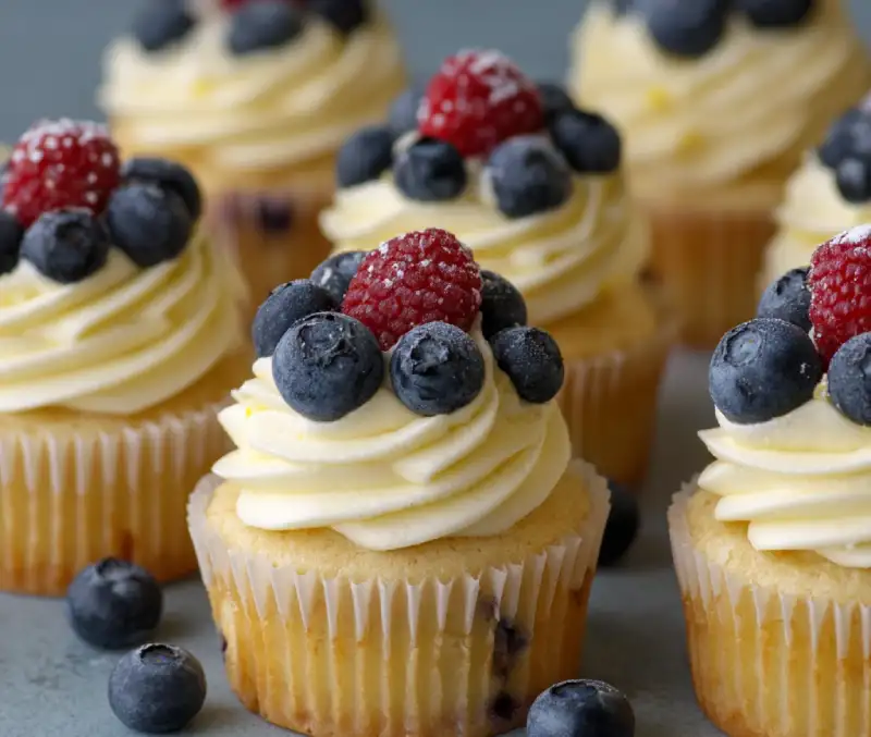 Fresh Berry Cupcakes with Lemon Cream Cheese