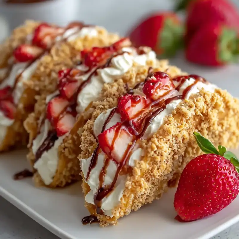 Strawberry Crunch Cheesecake Tacos