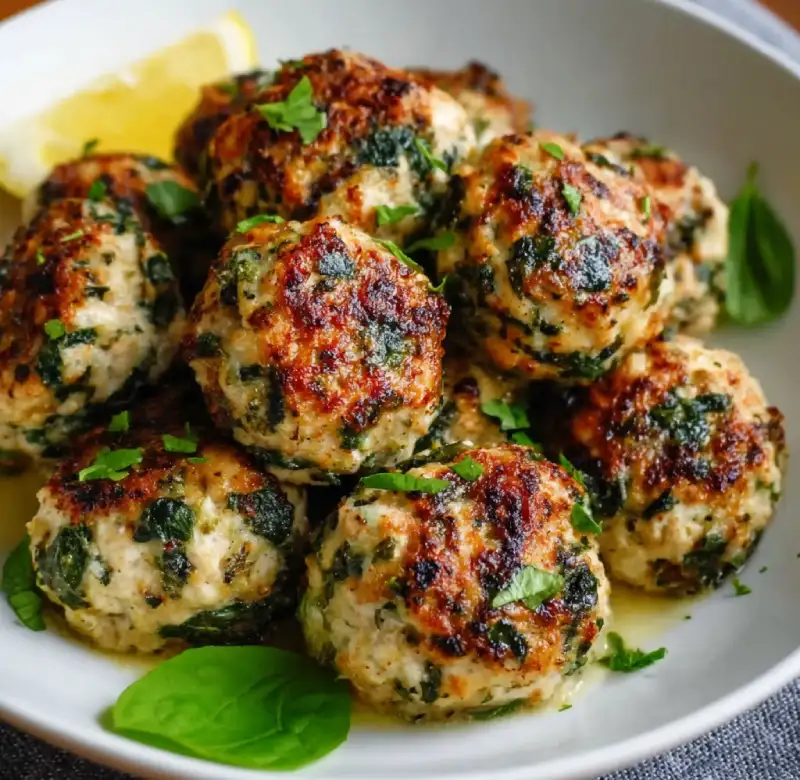 Low Carb Spinach Chicken Meatballs