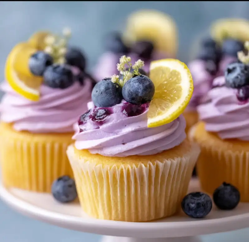 Cupcakes with Lemon-Blueberry Frosting