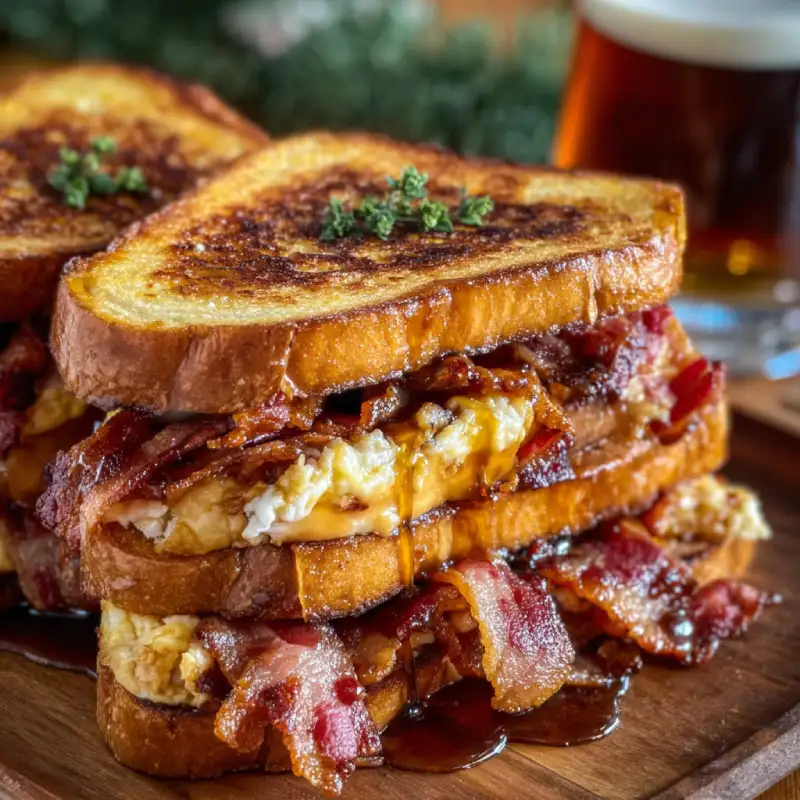 Bourbon Maple Bacon Stuffed Toast