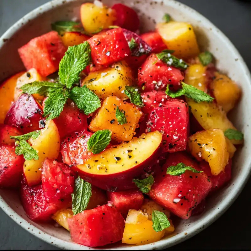 Easy Summer Peach Watermelon Salad Recipe