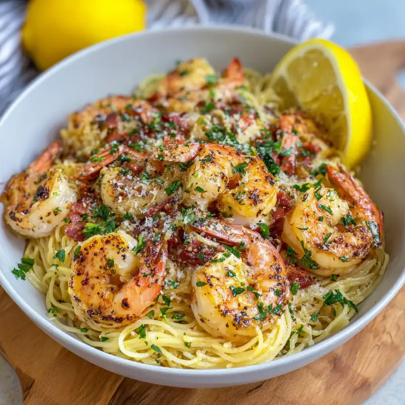 Garlic Butter Shrimp Angel Hair Pasta