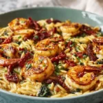 Tuscan Shrimp Orzo with Sun-Dried Tomatoes