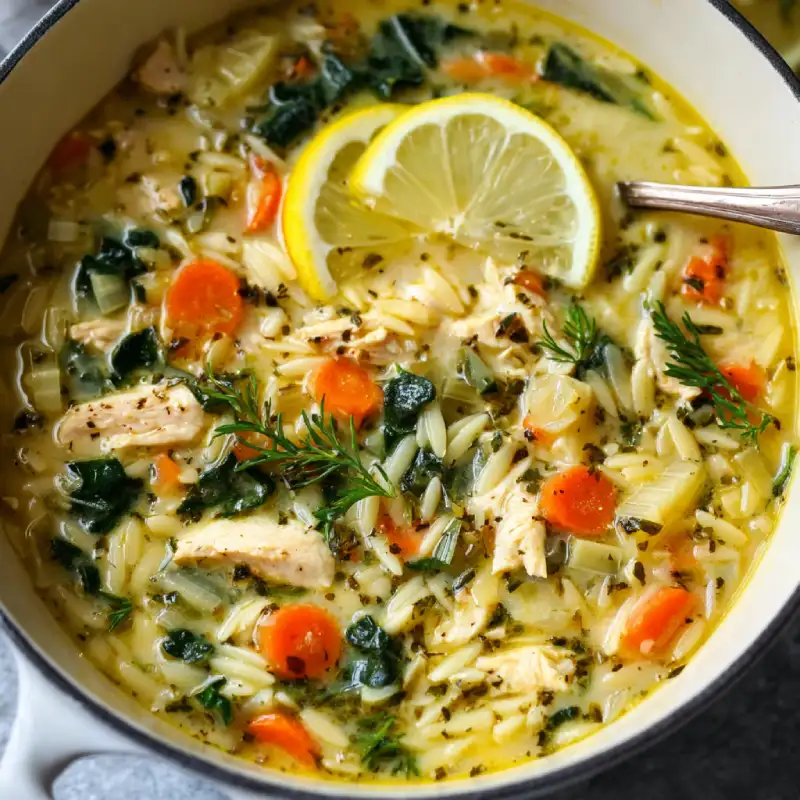 Lemon Chicken Orzo Soup