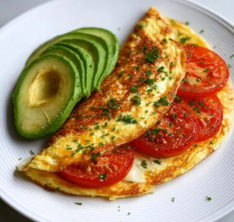 Avocado and Cheesy Tomato Omelette