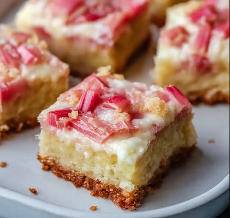 Moist Rhubarb Custard Bars