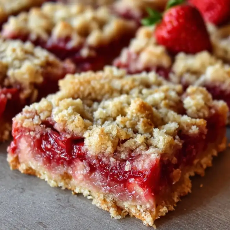 Strawberry Rhubarb Crumble Bars