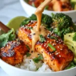Sriracha Honey Glazed Salmon Bowls