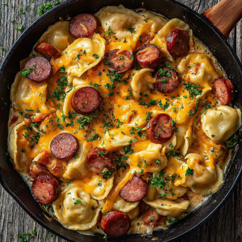 Cheesy Kielbasa & Pierogi Skillet: Easy Recipe