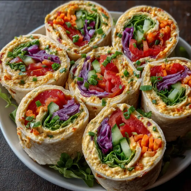 Fresh Vegan Picnic Hummus Veggie Pinwheels