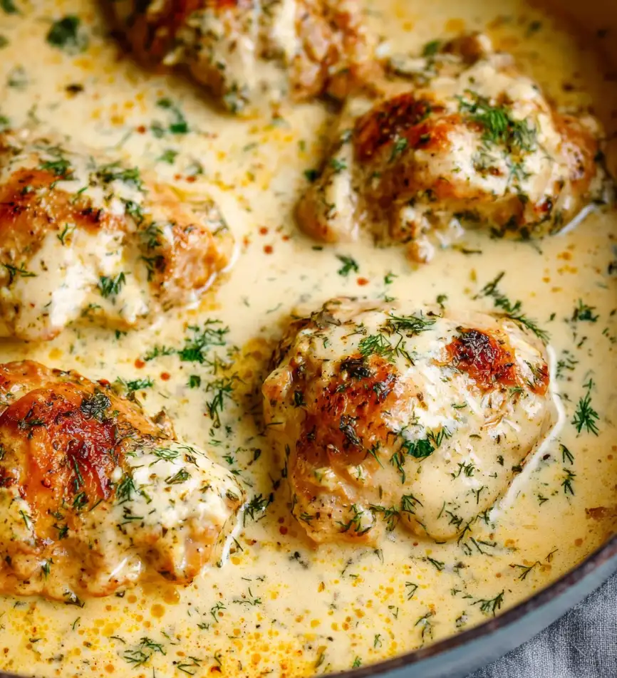 Creamy Oven Baked Chicken Thighs