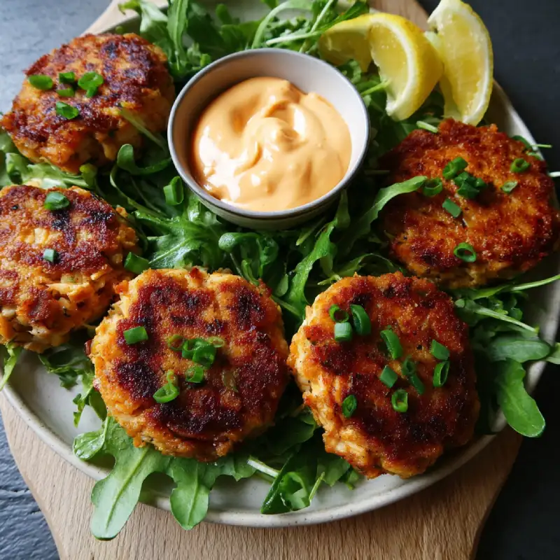 Spicy Salmon Cakes with Sriracha Aioli