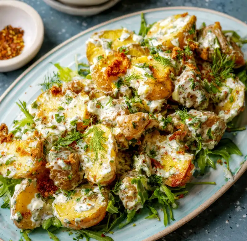 Crispy Smashed Potato Salad