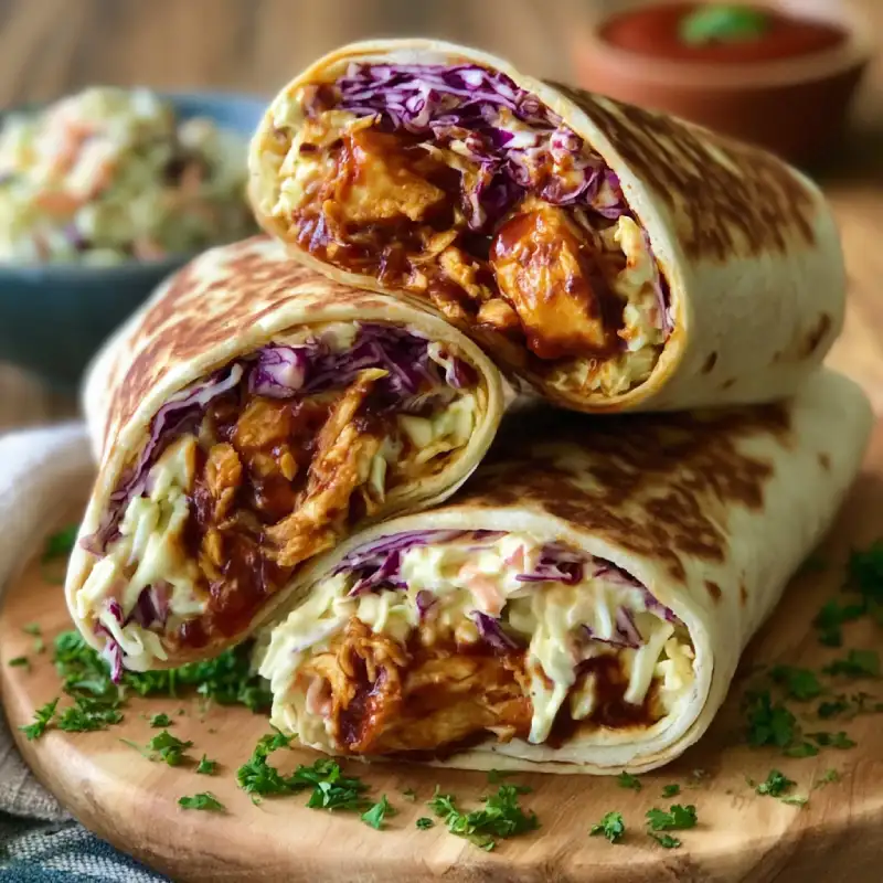 BBQ Chicken Coleslaw Wraps