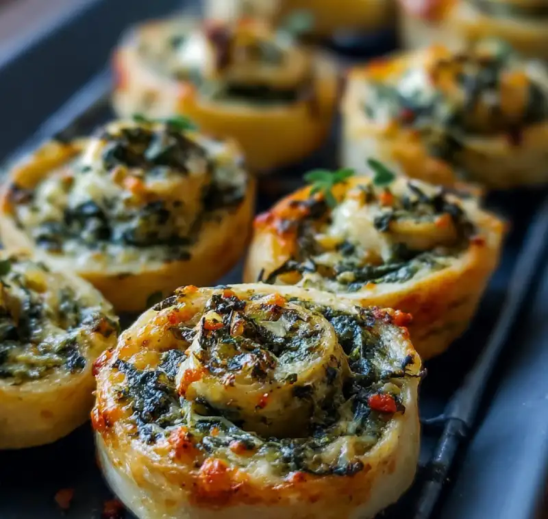 Bite-Sized Spinach Cheese Dip Pinwheels