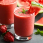 Creamy Watermelon Smoothie with Frozen Strawberry