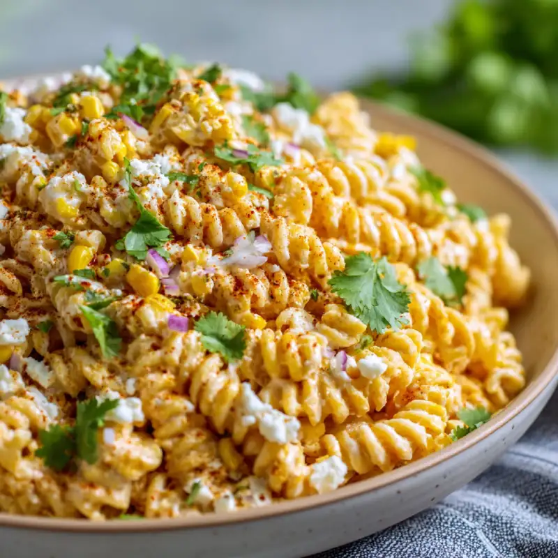 Grilled Corn Elote Pasta Salad