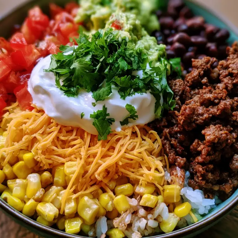Comforting Ground Beef Taco Rice Bowl